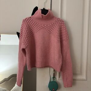 Free people Cozy Chunky Knit Turtleneck Sweater - Dusty Pink